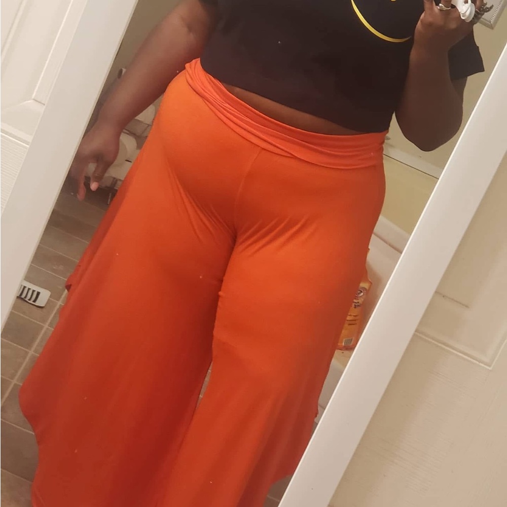 Rebdolls Vibrant Orange Wide-Leg Pants